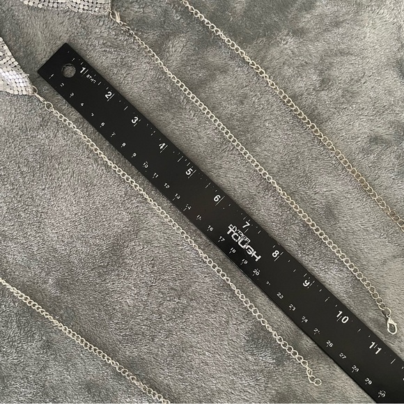 Metallic Silver Chainmail Halter Top One Size Party Festival Y2K - Picture 12 of 12